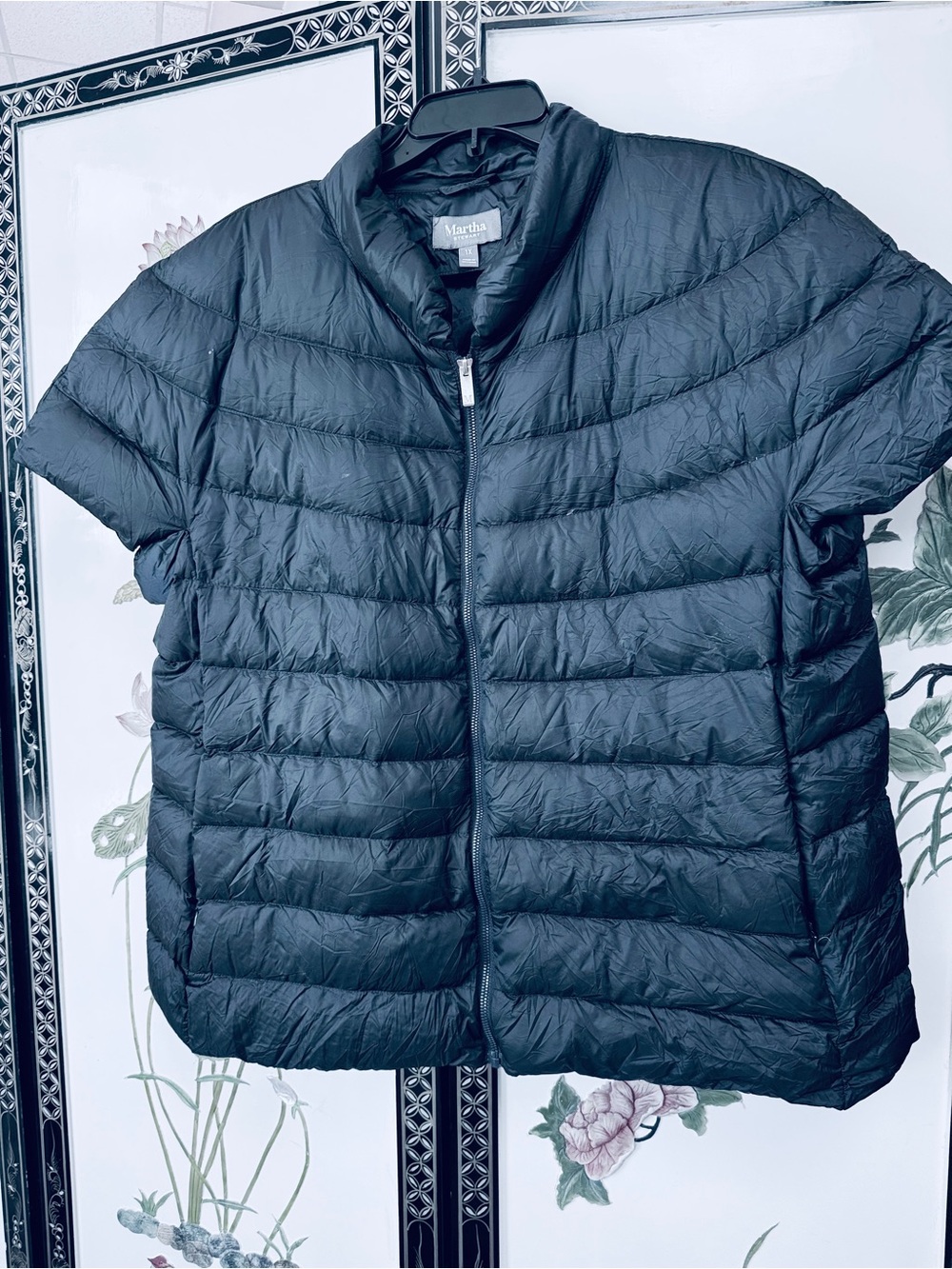 Martha Stewart Quilted Down Short Sleeve Puffer Jacket Vest Blue 1X